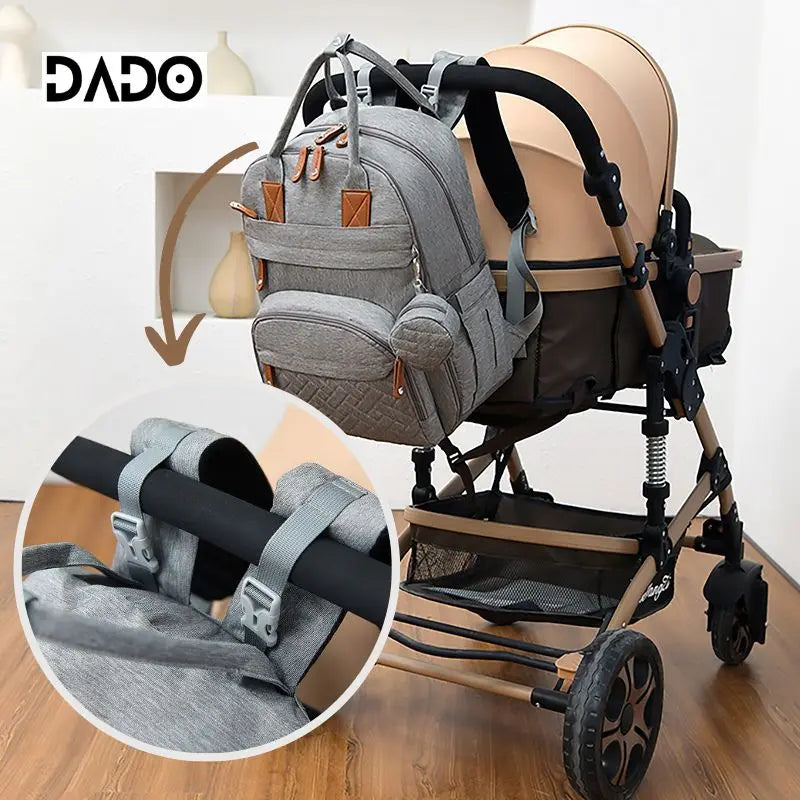 Sac langer DADO sangles poussette – fixation robuste soulage dos mains libres promenade