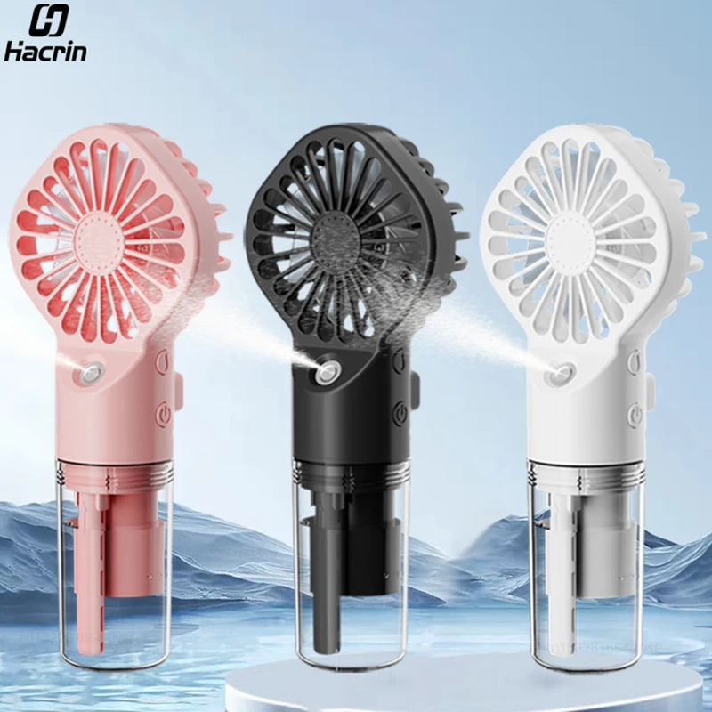 Ventilateur brumisateur Raugee F3 – gamme 3 coloris noir rose blanc USB rechargeable