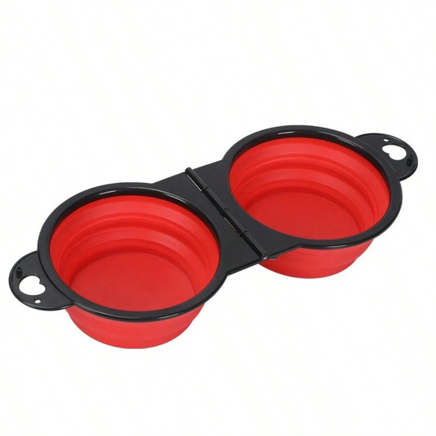 Double gamelle rouge pliable chien – nettoyage facile rinçage à l'eau claire