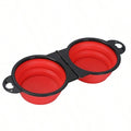 Double gamelle rouge pliable chien – nettoyage facile rinçage à l'eau claire