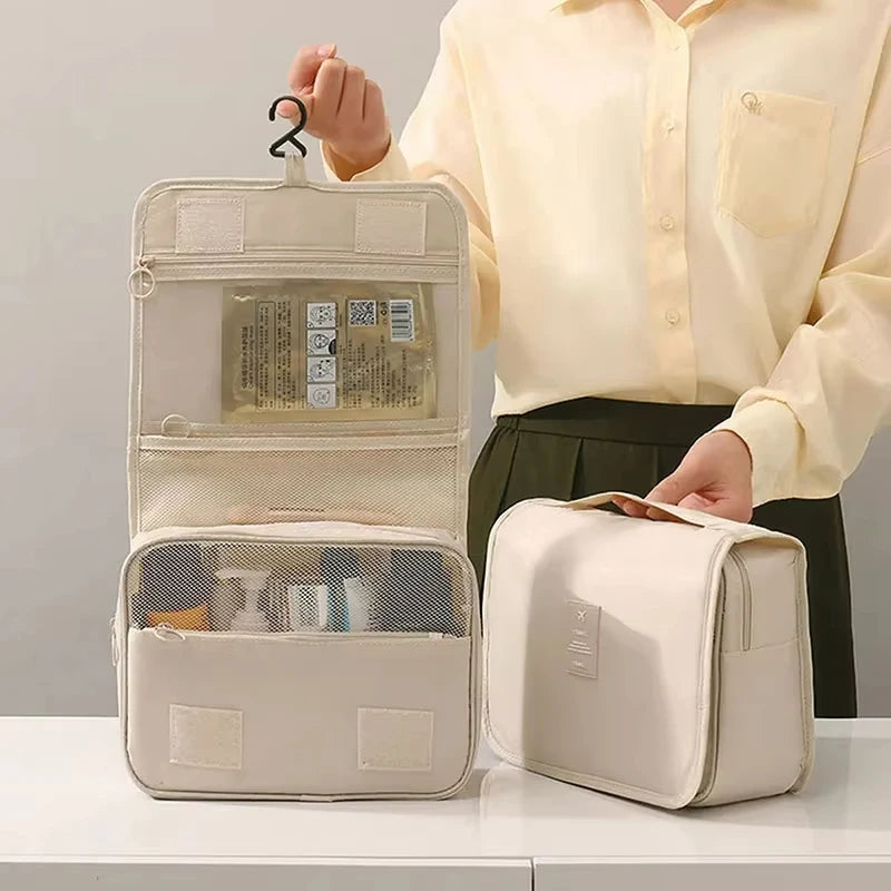Trousse toilette suspendue pliée – compacte carrée valise sac à dos rangement discret