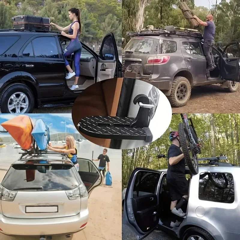 Marchepied de porte voiture fixé sur le loquet – accès toit SUV facilité