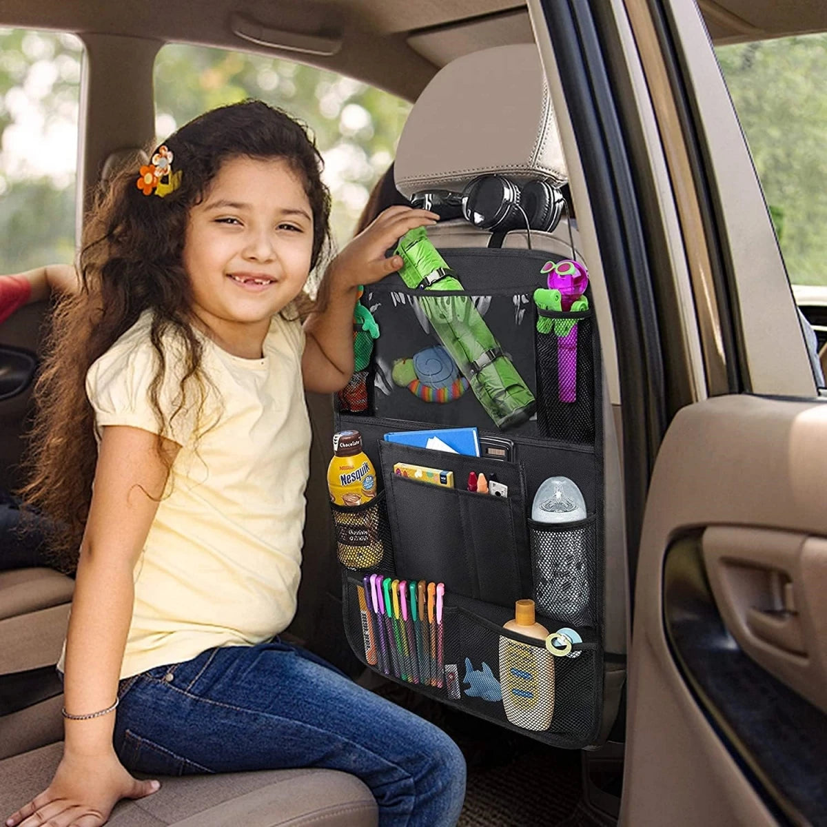 Poches de rangement organisateur voiture – gourdes, jouets, livres et couches accessibles