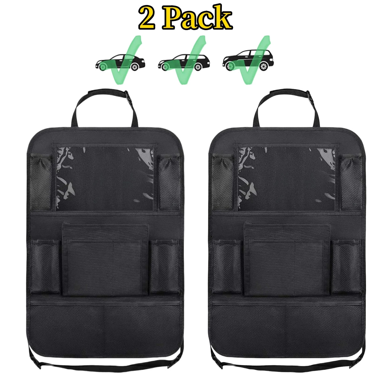 Pack de 2 organisateurs siège arrière voiture – installation universelle sangles ajustables