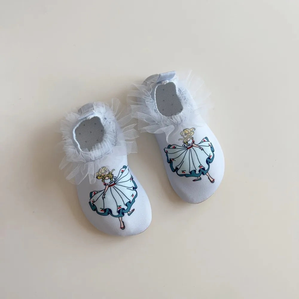 Aquashoes fille motif Princesse – scratch ajustable cou-de-pied sans élastique cheville