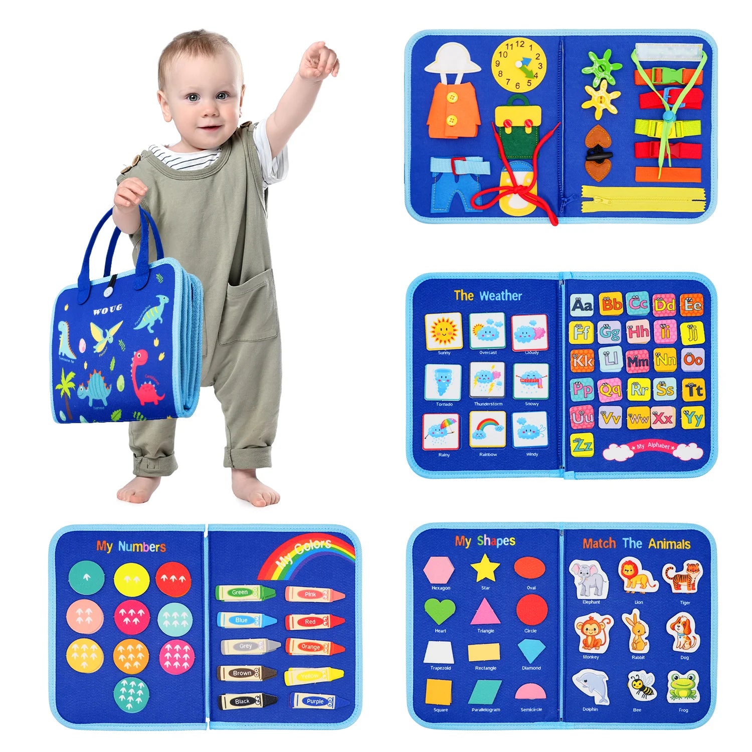 Busy Book BizyKoady sports bleu – certifié CE feutrine douce sans bords tranchants cadeau enfant