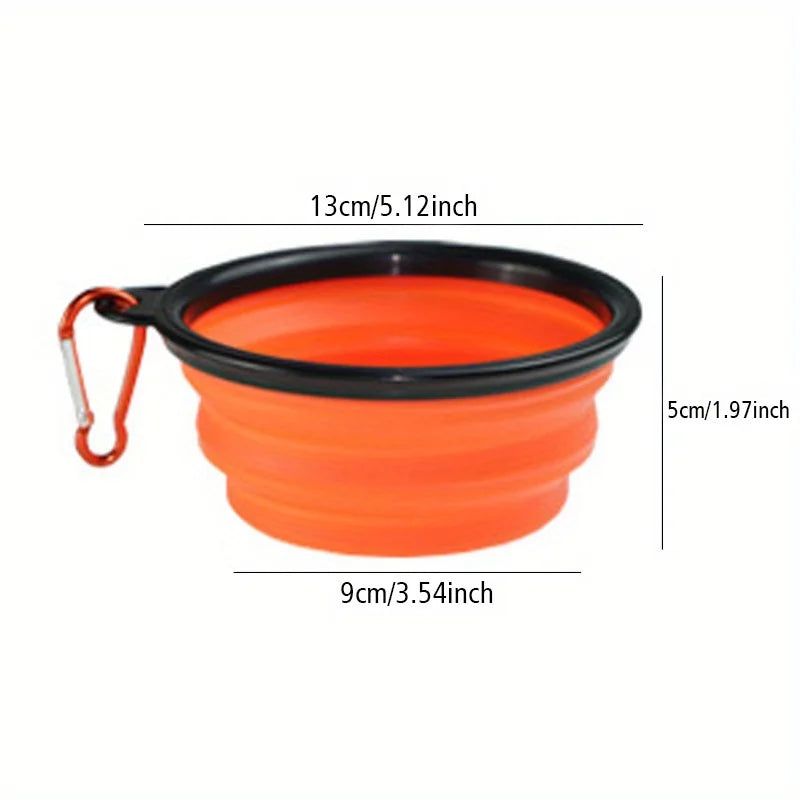 Gamelle pliable silicone orange pour chien – accessoire randonnée et camping
