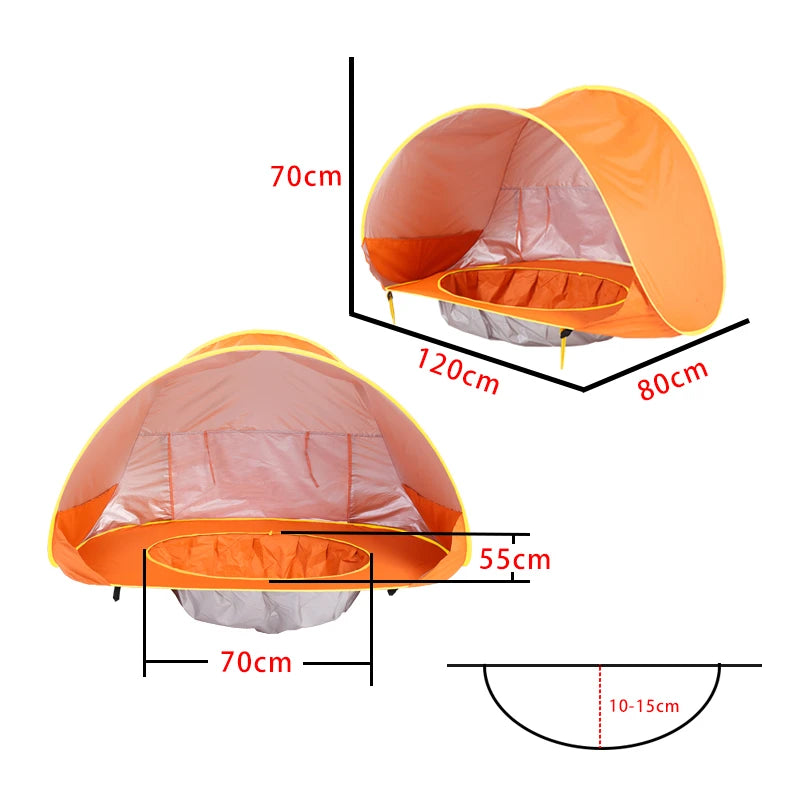 Tente plage Battoom dépliée – dimensions 117x79x70cm pour 1 à 3 enfants