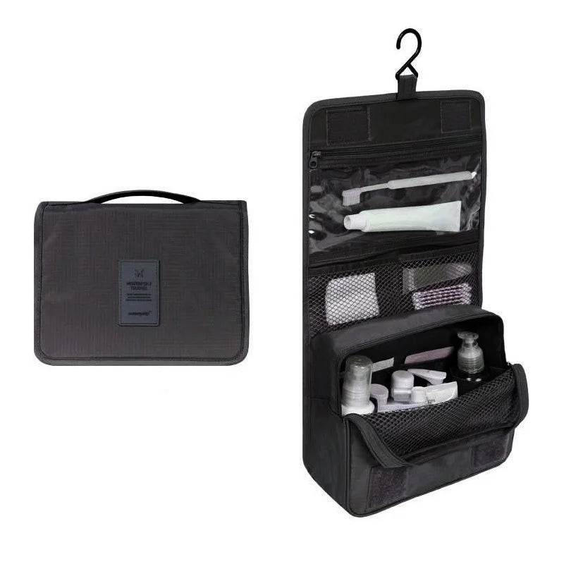 Trousse toilette suspendue noire – tissu Oxford coutures renforcées anti-déchirure durable
