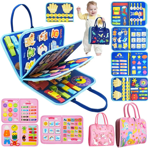 Busy Book Montessori BizyKoady – gamme 5 thèmes feutrine éveil motricité fine 3-6 ans