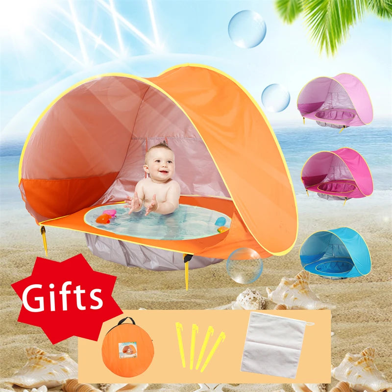 Tente plage pop-up bébé Battoom – abri anti-UV avec pataugeoire intégrée dans le sable