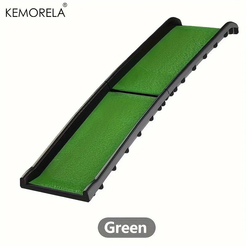 Rampe d'accès voiture KEMORELA pour chien jusqu'à 68 kg – surface antidérapante texturée couleur vert