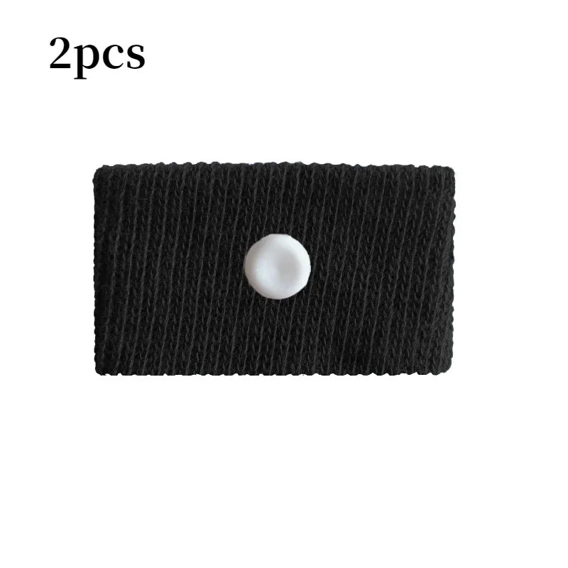 Bracelets acupression noir – coton polyester maille élastique lavable réutilisable