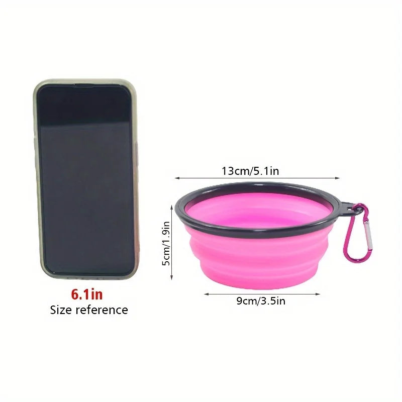 Gamelle silicone pliable chien dépliée – contenance eau et croquettes en extérieur