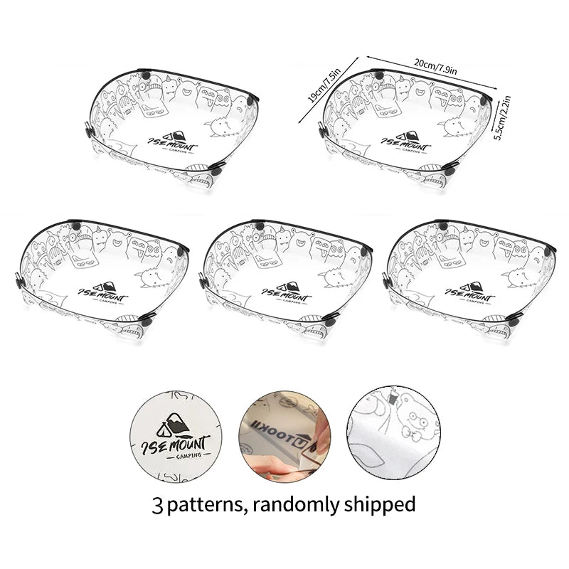 Kit vaisselle camping 5 assiettes pliables – lavable eau détergent doux entretien facile