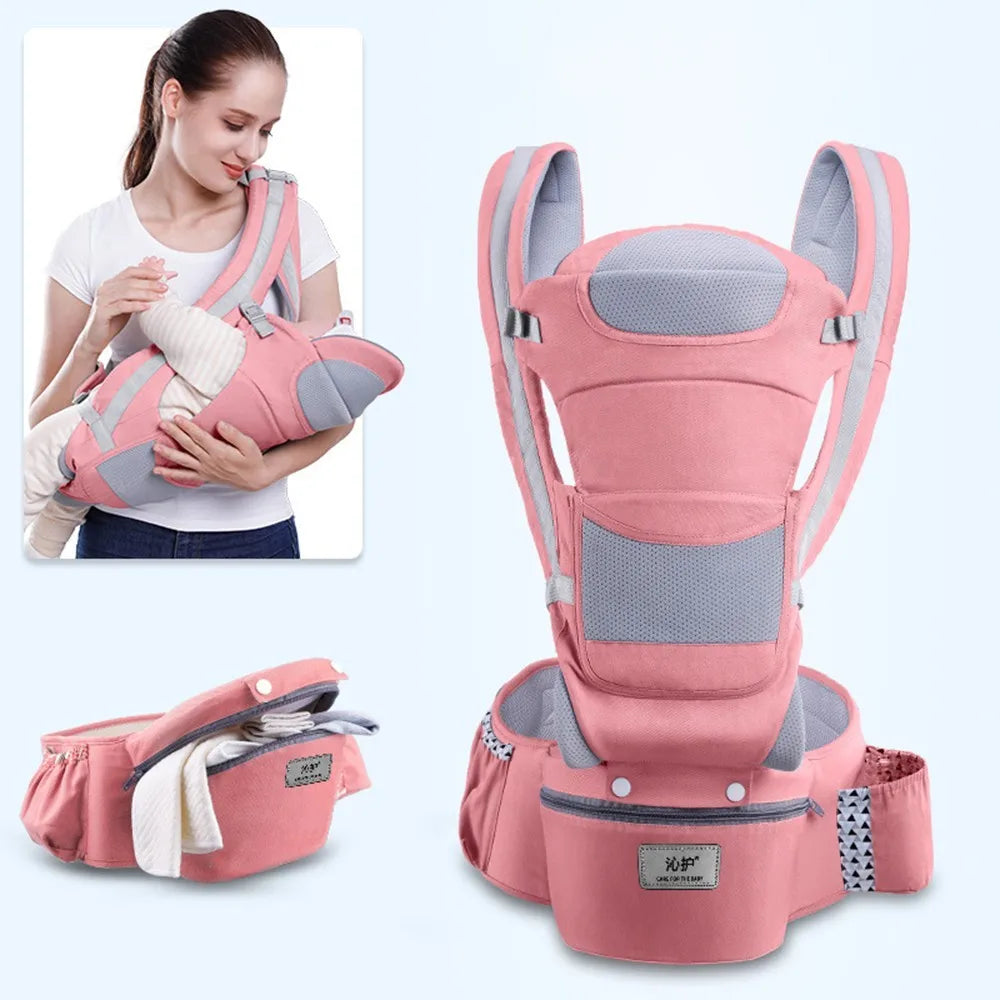 Porte-bébé BD931 rose – coussin anti-friction doux confort portage prolongé