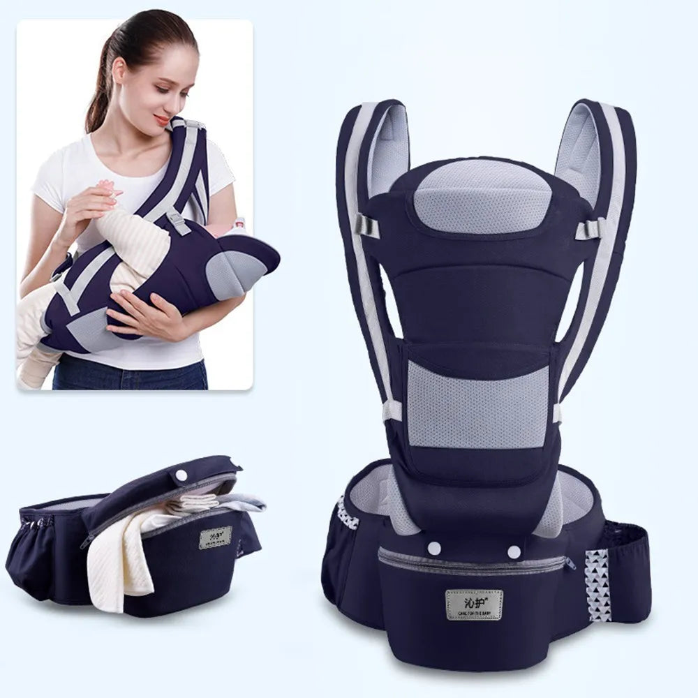 Porte-bébé BD931 bleu marine – bretelles rembourrées anti-fatigue longues balades