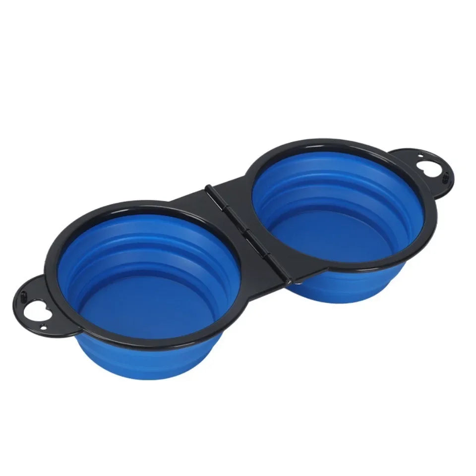Double gamelle bleue pliable chien – bol ergonomique toutes races et chats