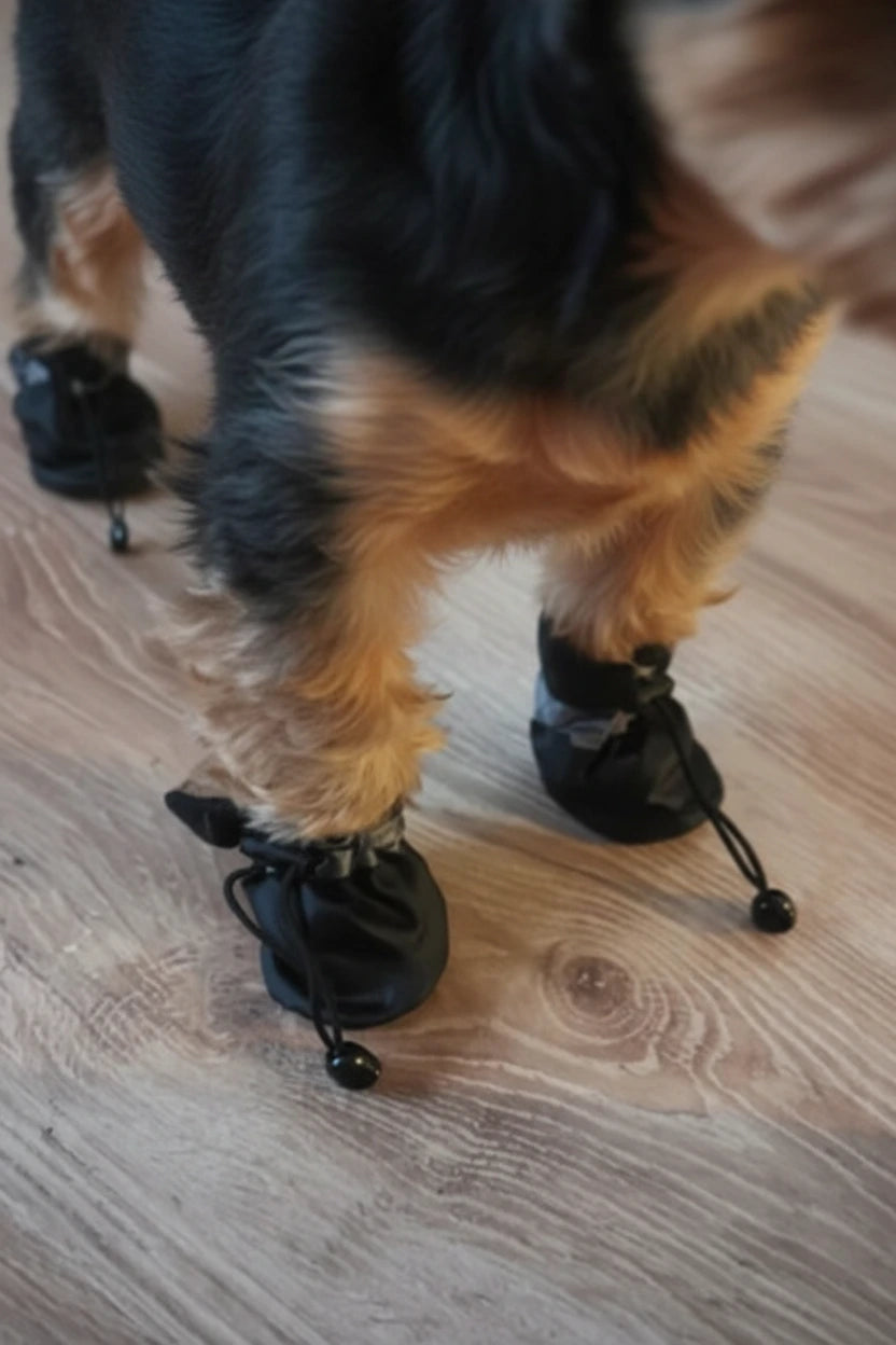 Set 4 chaussures imperméables chien – cuir PU souple lavable facile d'entretien